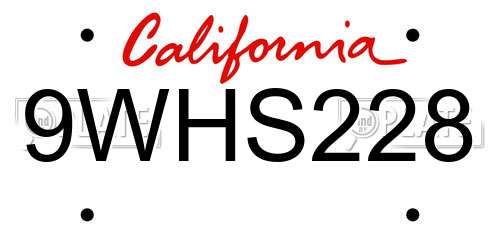 9WHS228 California License Plate