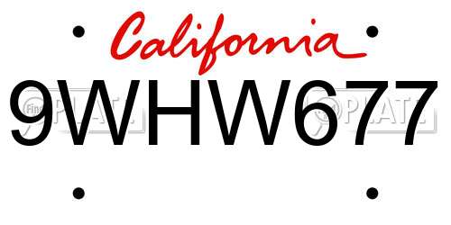 9WHW677 California License Plate