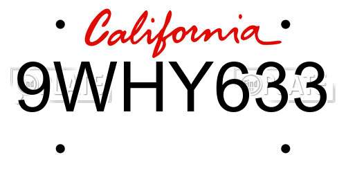 9WHY633 California License Plate