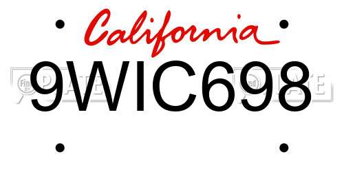 9WIC698 California License Plate