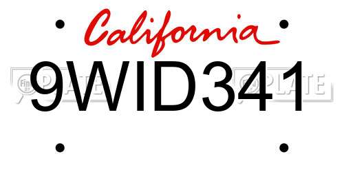 9WID341 California License Plate