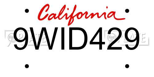 9WID429 California License Plate