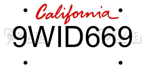 9WID669 license plate in CA state