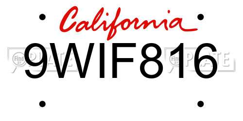 9WIF816 California License Plate