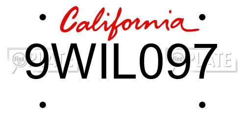 9WIL097 California License Plate