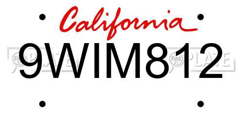 9WIM812 California License Plate