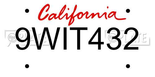 9WIT432 California License Plate