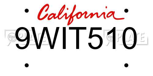 9WIT510 California License Plate