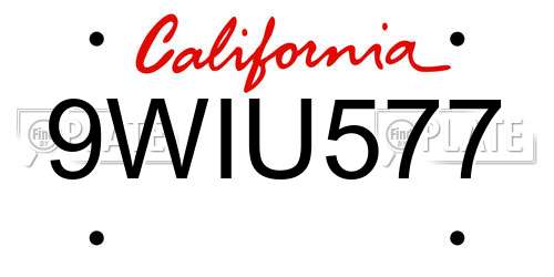9WIU577 California License Plate