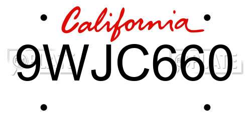 9WJC660 California License Plate
