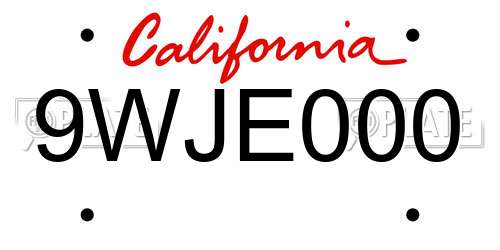 9WJE000 California License Plate
