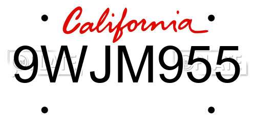 9WJM955 California License Plate