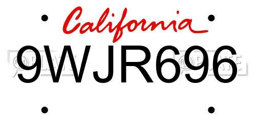 9WJR696 California License Plate