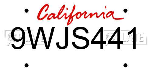 9WJS441 California License Plate