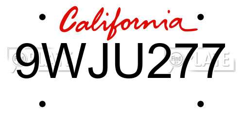 9WJU277 California License Plate