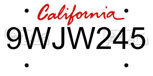 9WJW245 California License Plate