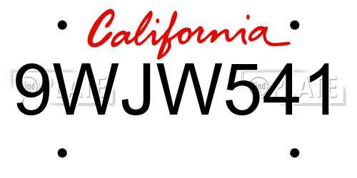 9WJW541 California License Plate