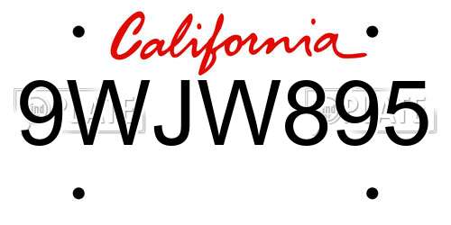9WJW895 California License Plate