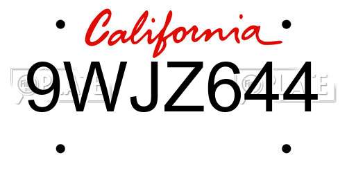 9WJZ644 California License Plate