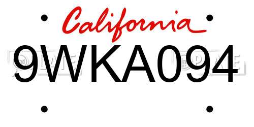 9WKA094 California License Plate