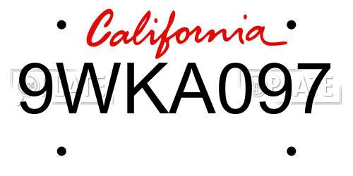 9WKA097 California License Plate