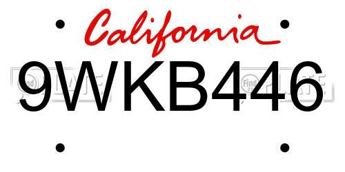 9WKB446 California License Plate