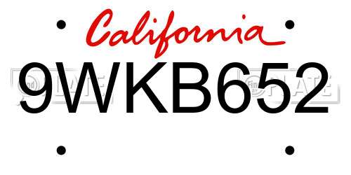 9WKB652 California License Plate