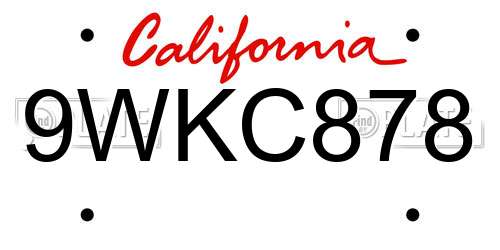 9WKC878 California License Plate