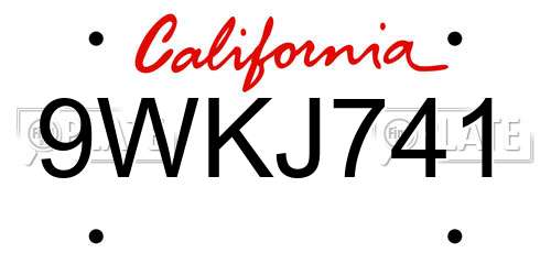 9WKJ741 California License Plate