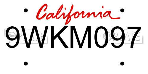 9WKM097 California License Plate