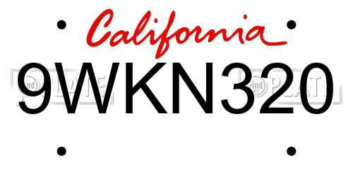 9WKN320 California License Plate