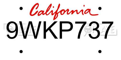 9WKP737 California License Plate