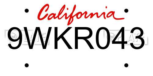 9WKR043 California License Plate