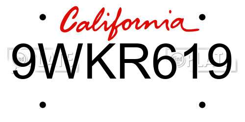 9WKR619 California License Plate
