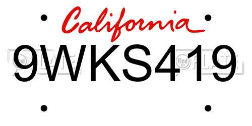 9WKS419 California License Plate
