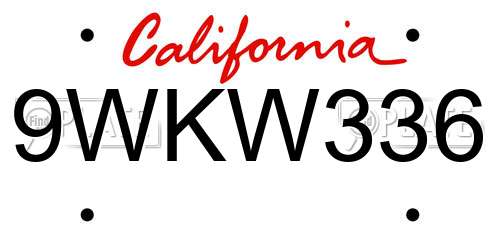 9WKW336 California License Plate