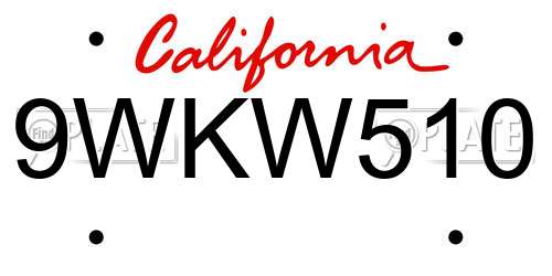 9WKW510 California License Plate