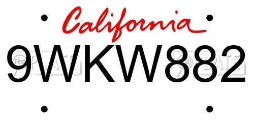 9WKW882 California License Plate