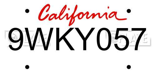 9WKY057 California License Plate