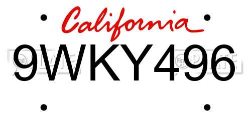 9WKY496 California License Plate