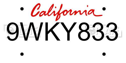 9WKY833 California License Plate