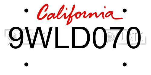 9WLD070 California License Plate