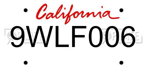 9WLF006 California License Plate