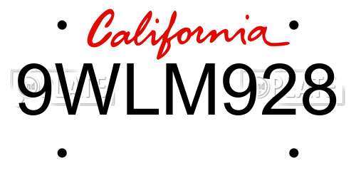 9WLM928 California License Plate