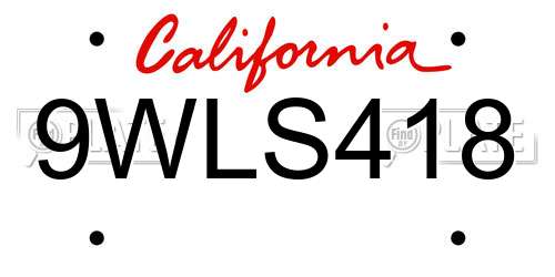 9WLS418 California License Plate