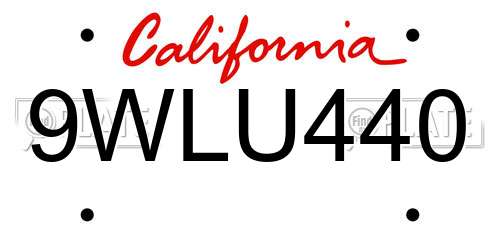 9WLU440 California License Plate