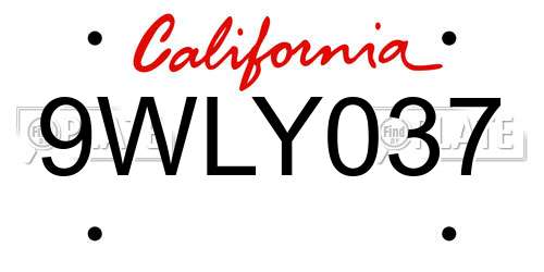 9WLY037 California License Plate