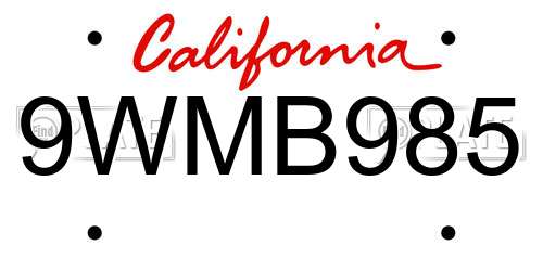 9WMB985 California License Plate