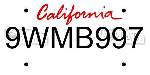 9WMB997 California License Plate