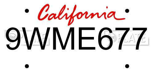9WME677 California License Plate